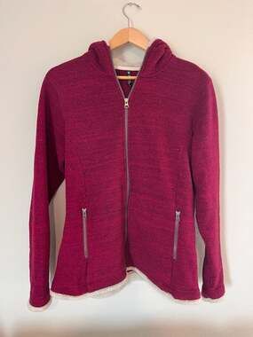 KÜHL Alska Full Zip Jacket,Burgundy Sherpa Lined, Gorpcore Hiking/Camping,L